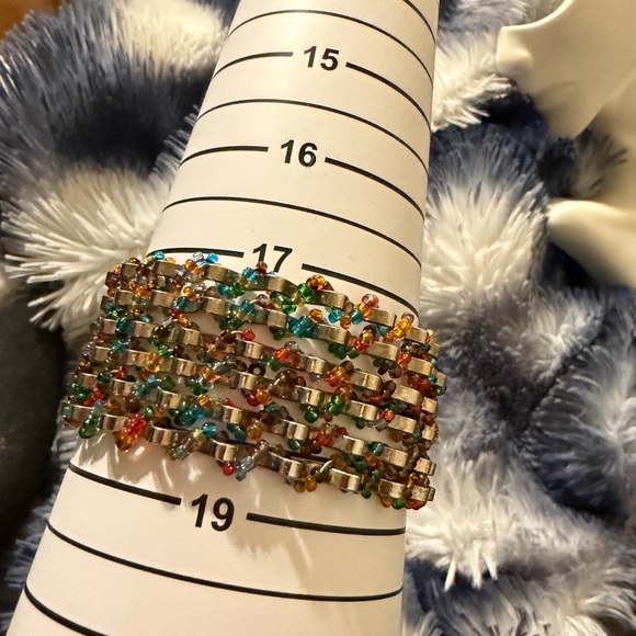 Colorful Beaded Silver Tone Bracelet - Picture 9 of 9